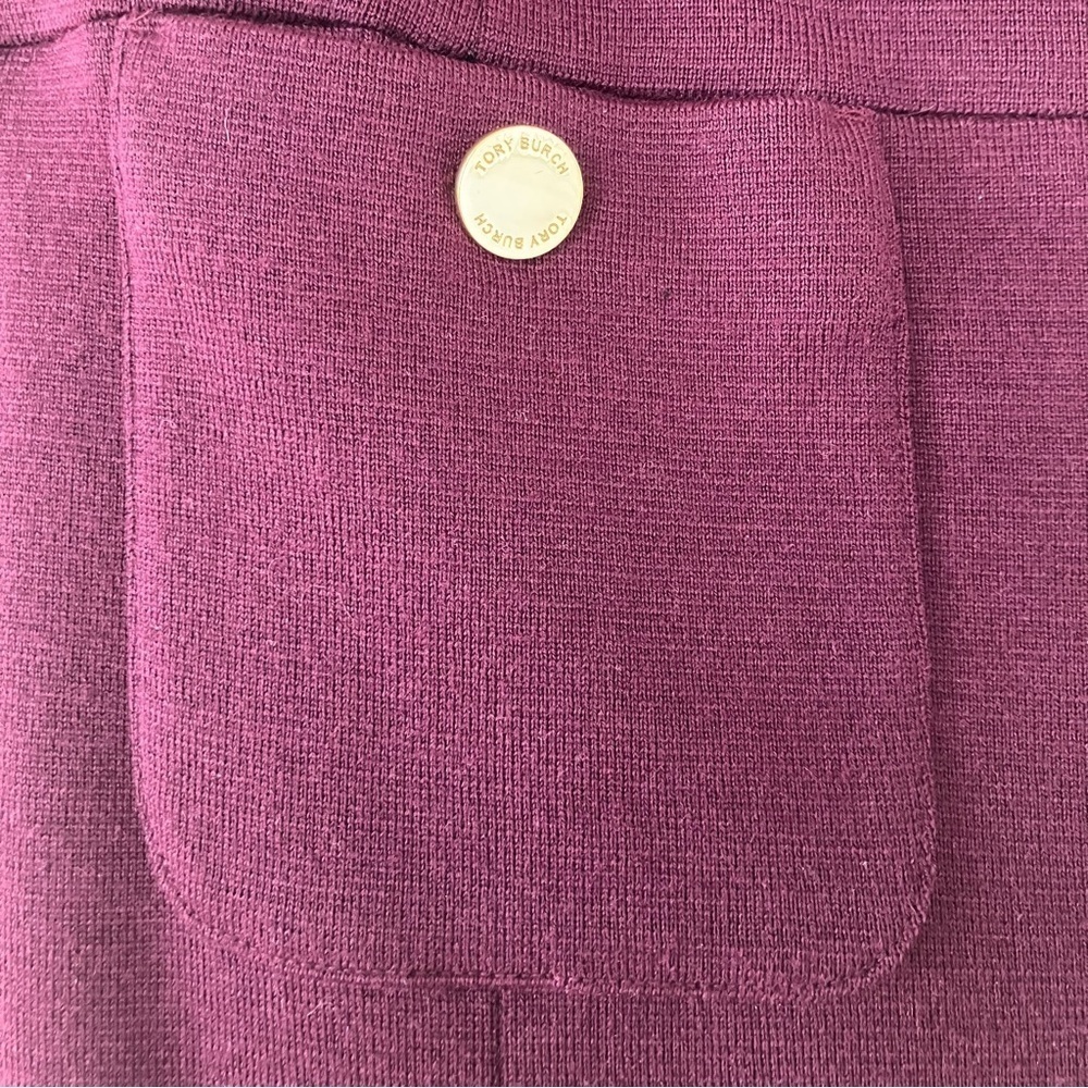 Tory Burch Elegant Purple Wool Blend Pencil Skirt with Pockets Medium - Picture 3 of 5